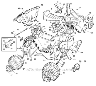 Page A Diagram and Parts List for 74550-9993  Power Wheels Ride-On Cars